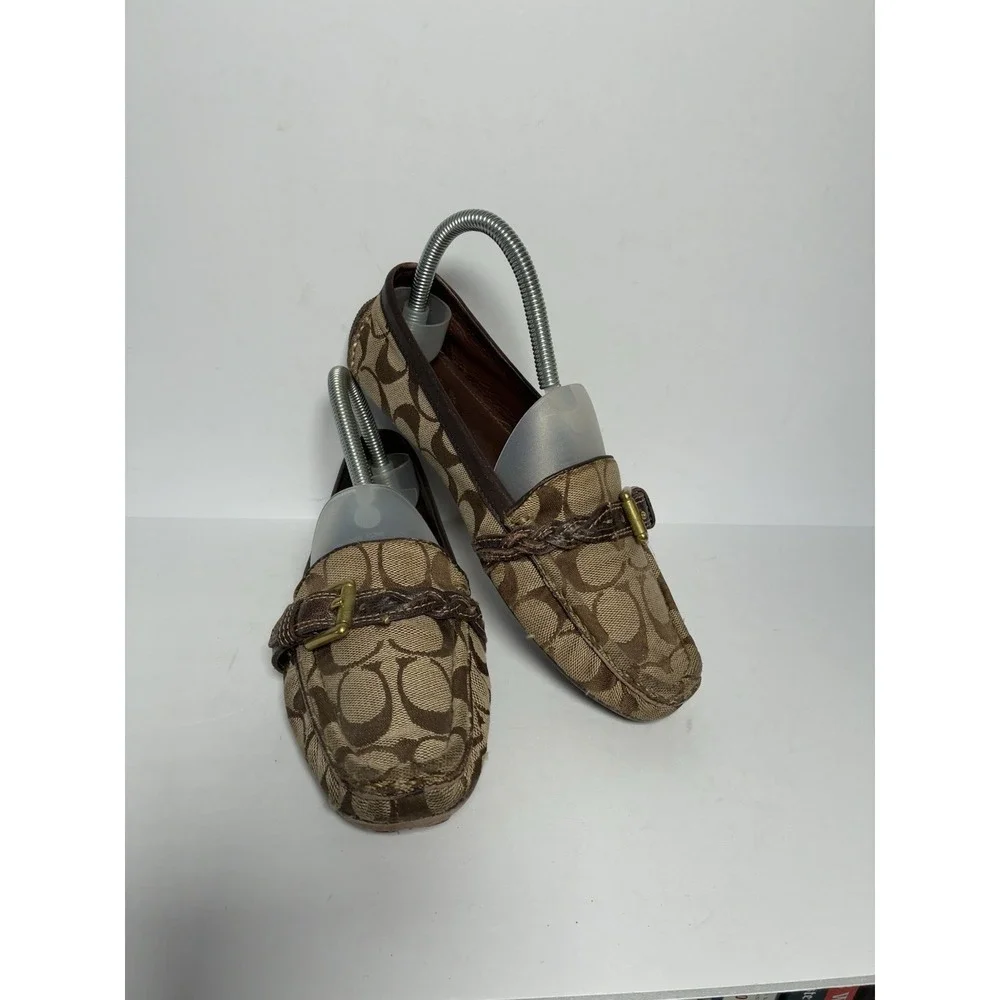 Coach Saidey Signature Driver Loafers Flats Women's US‎ 7M Monogram C Buckle